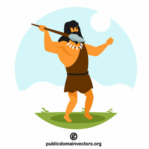 Primitive caveman with a spear