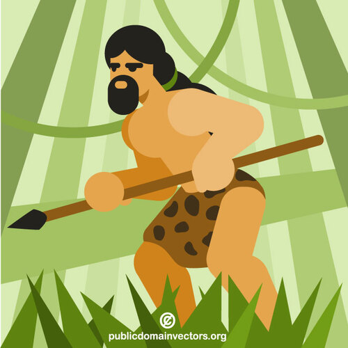 Primitive man with a spear