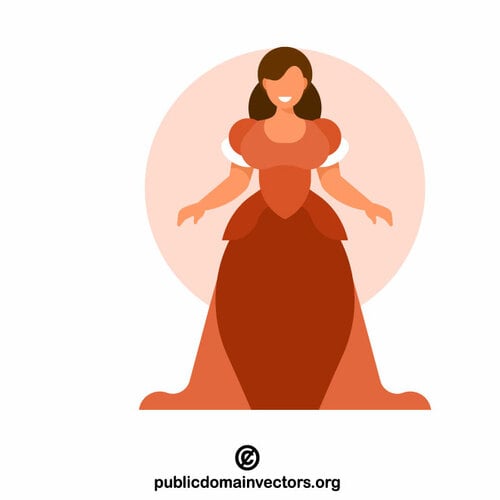 लाल पोशाक वेक्टर क्लिप कला में राजकुमारी