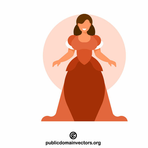 Princesa con clip art vectorial de vestido rojo