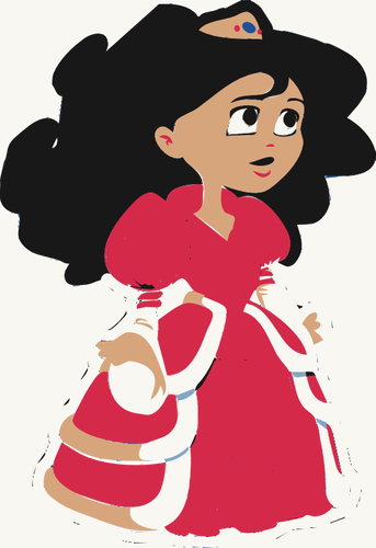 בתמונה וקטורית של נסיכה צעירה בשמלה אדומה