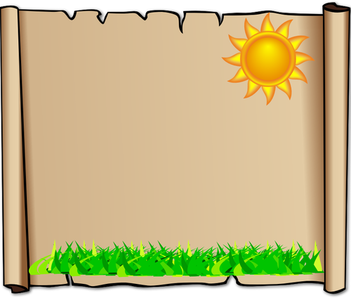 草やパーチメント紙の上の太陽ベクトル イラスト