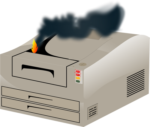 Vektorový obrázek laserové tiskárny v plamenech