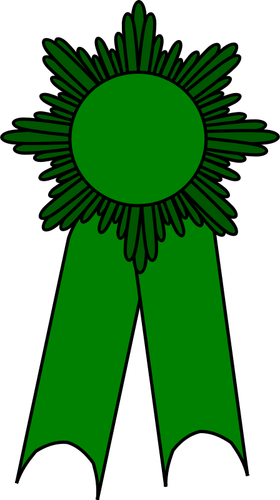 Vector image of medal with a green ribbon