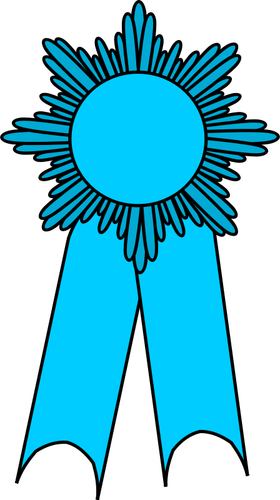 Vector clip art of medal with a light blue ribbon