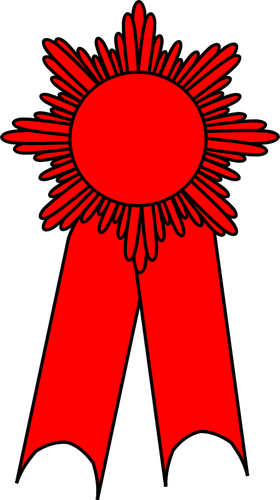 赤いリボンとメダルのベクトル描画