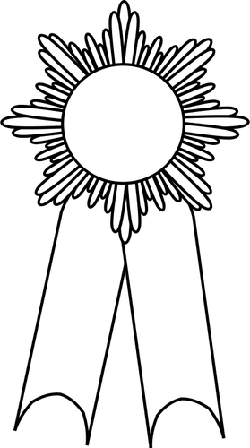 Line art vector illustration of medal with a white ribbon