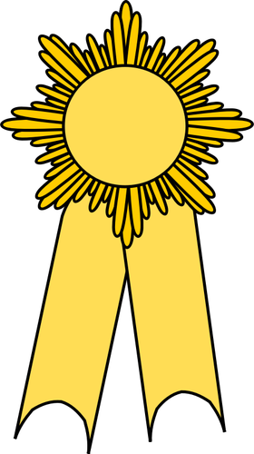 Vector image of medal with a yellow ribbon