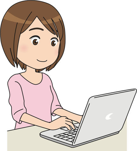 האישה באמצעות מחשב נייד