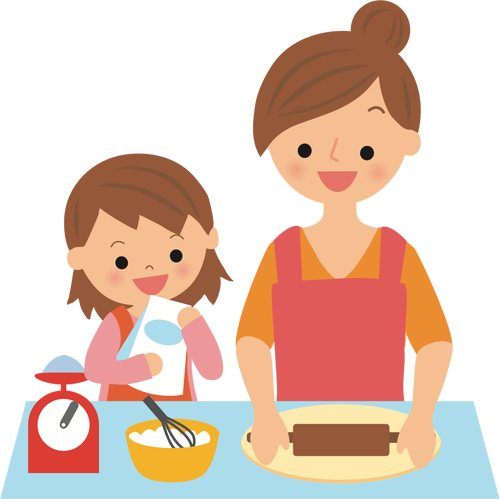 Leipominen äidin kanssa