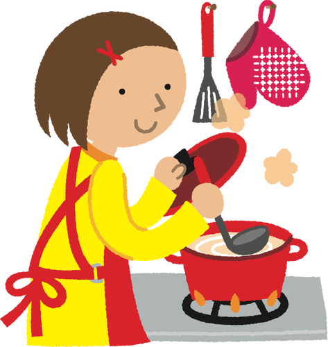 Nainen kokkaamassa