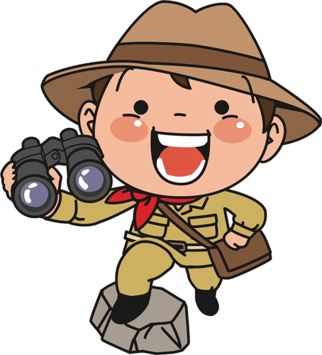 Explorer with binoculars