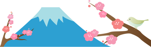 Гора Фудзи вишни в цвету