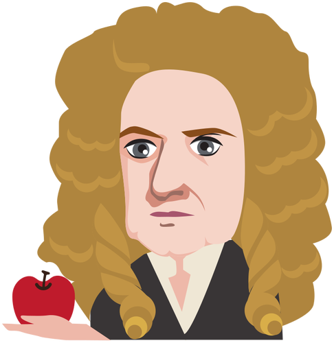 Sir Isaac Newton segurando uma maçã