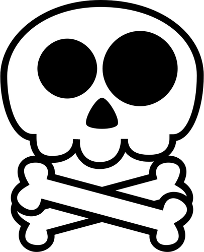 Vector drawing of simple skull with two bones below