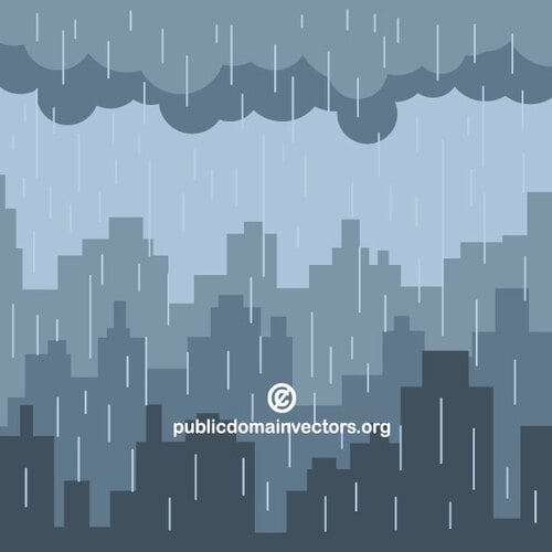 Дождь в городе векторные иллюстрации