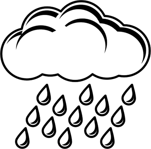 Clip art of black and white rainy day sign