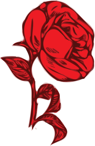 Trandafir rosu cu frunze roşii