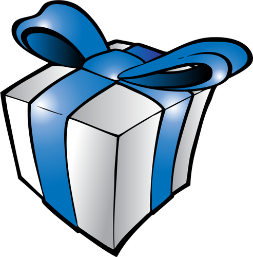 Christmas present with blue ribbon vector illustration