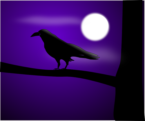 Corbul la luna plina vector illustration