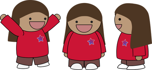 Vector image of excited three girls