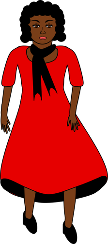 Señora afroamericana en vestido rojo