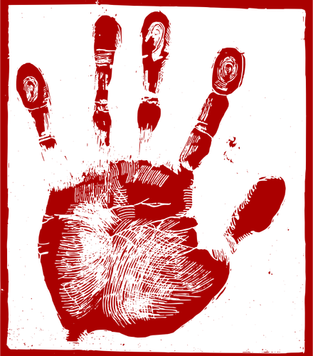 Rød håndflate print