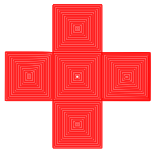 Punainen risti, joka sisältää punaisen neliöpyramidin kuvan