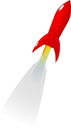 Clip-art do foguete vermelho dos desenhos animados lançado ao espaço vetorial