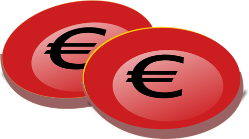 Foto de monedas de euro de rojo