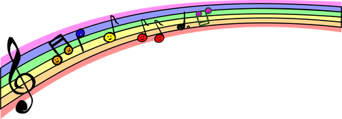 Vector graphics of rainbow musical notes