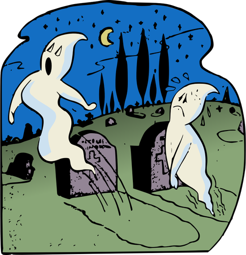 Ghosts in graveyard