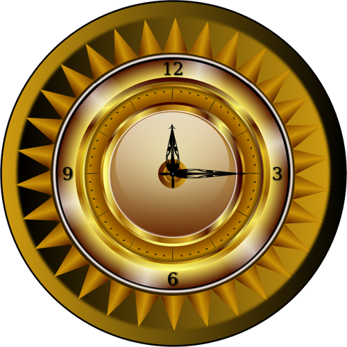 Gold wall clock vector graphics