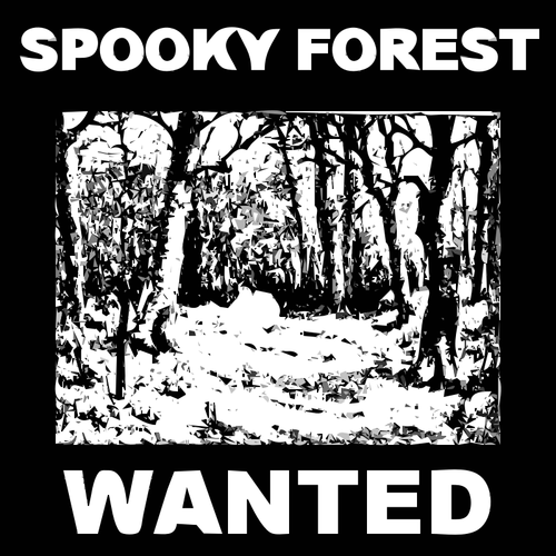 Bosque Spooky querido ilustración vector poster