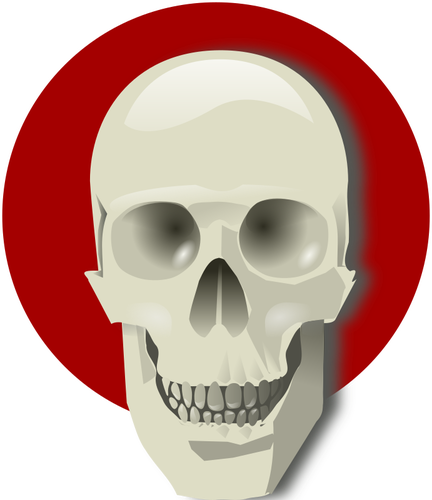 Vector de dibujo de cráneo humano sobre un círculo rojo