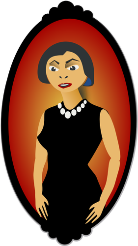 Vektorbild av kvinna i svart oval porträtt