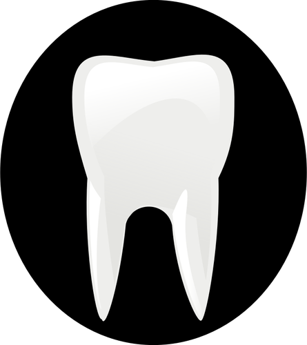 שן שחורה dwhite pictogram וקטור תמונה