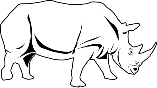 Vector line art image of a rhino | Public domain vectors