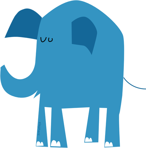 Blauwe olifant vector tekening