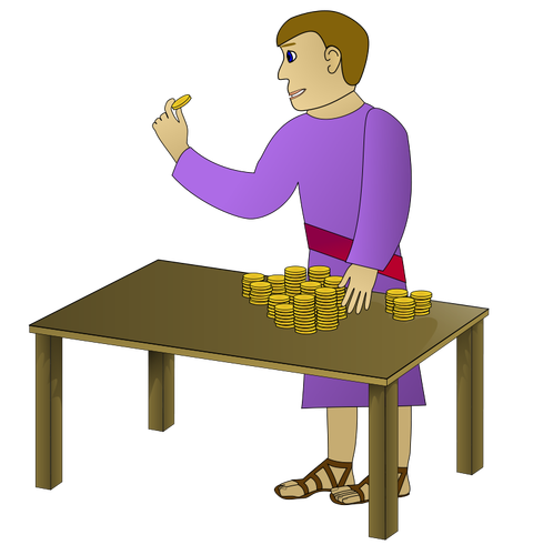 Young man counting money vector