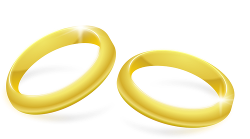 Clipart vectorial de par de anillos de boda oro