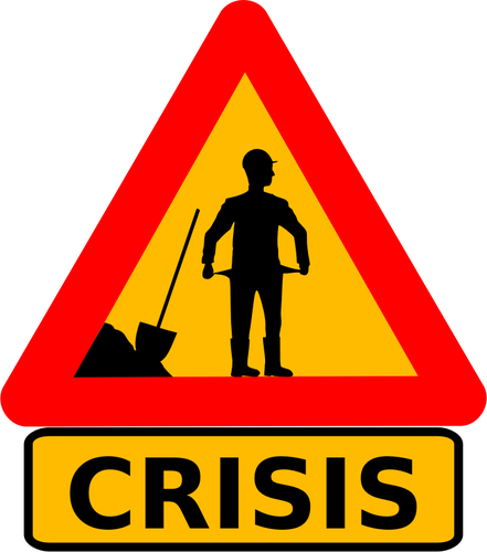 Vector clip art of money crisis warning roadsign