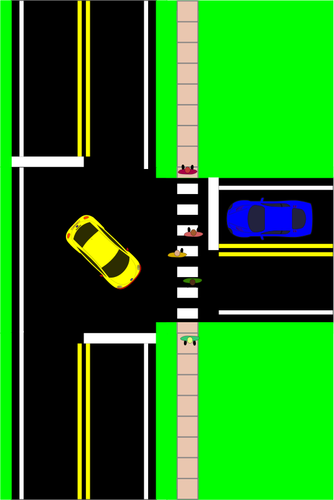 Three way intersection vector image