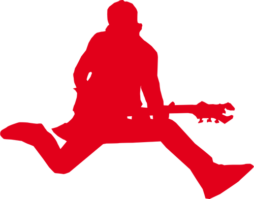 صورة ظلية لنجم الروك مع رسومات متجه الغيتار