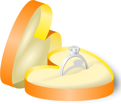Grafica vettoriale scatola a forma di anello nuziale in un cuore