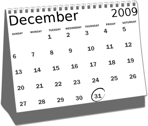 Työpöytäkalenterin kuvakevektoripiirustus