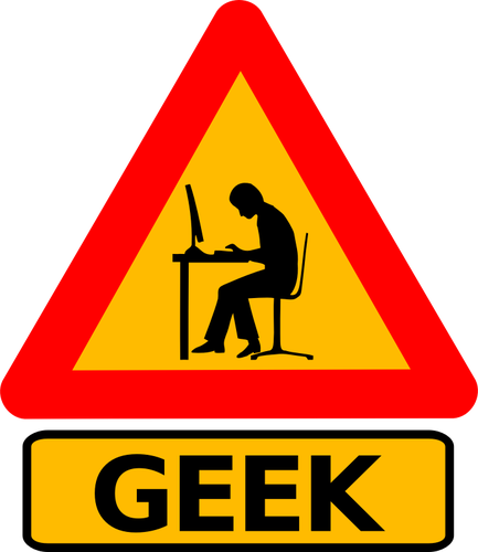 Vektor-ClipArt Mann Geek Warnung Straßenschild