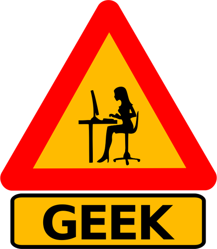 Uyarı yol işareti kadın geek çizim vektör