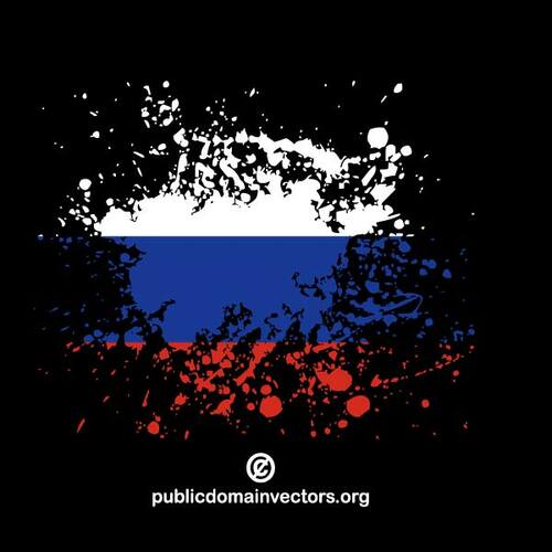 Flaga Rosji wewnątrz odprysków farby