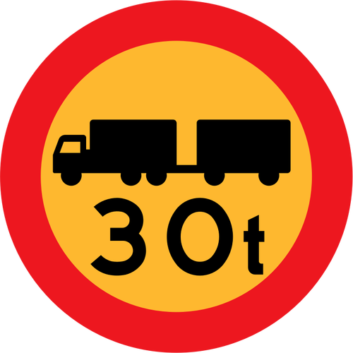 30 トン トラック道路標識ベクトル クリップ アート